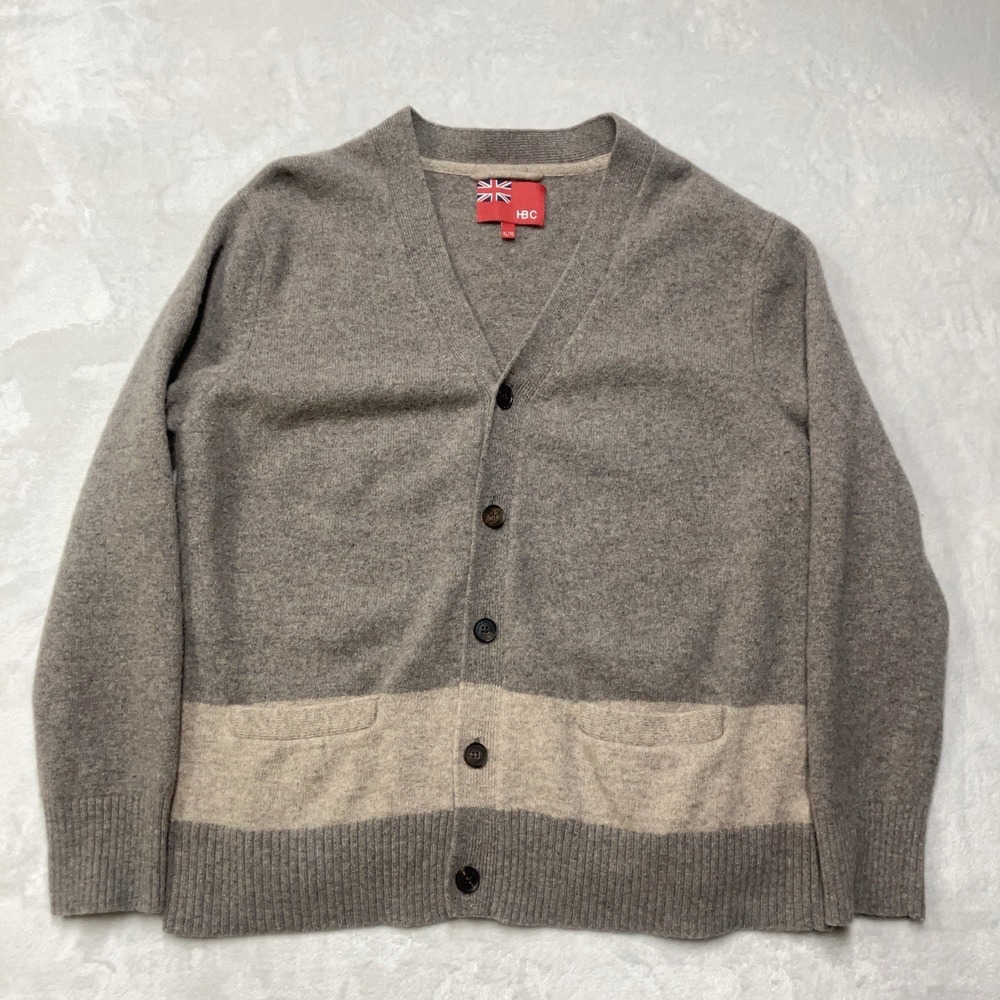 Vintage Hudson's Bay Co 100% Lambswool Men's XL Cardigan HBC Flag Grandpa